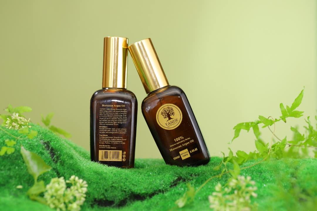 YANDE Golden Beauty YANDE Golden Beauty 100% Natural Argan Oil Serum for Hair & Skin, 3.4 Fl Oz