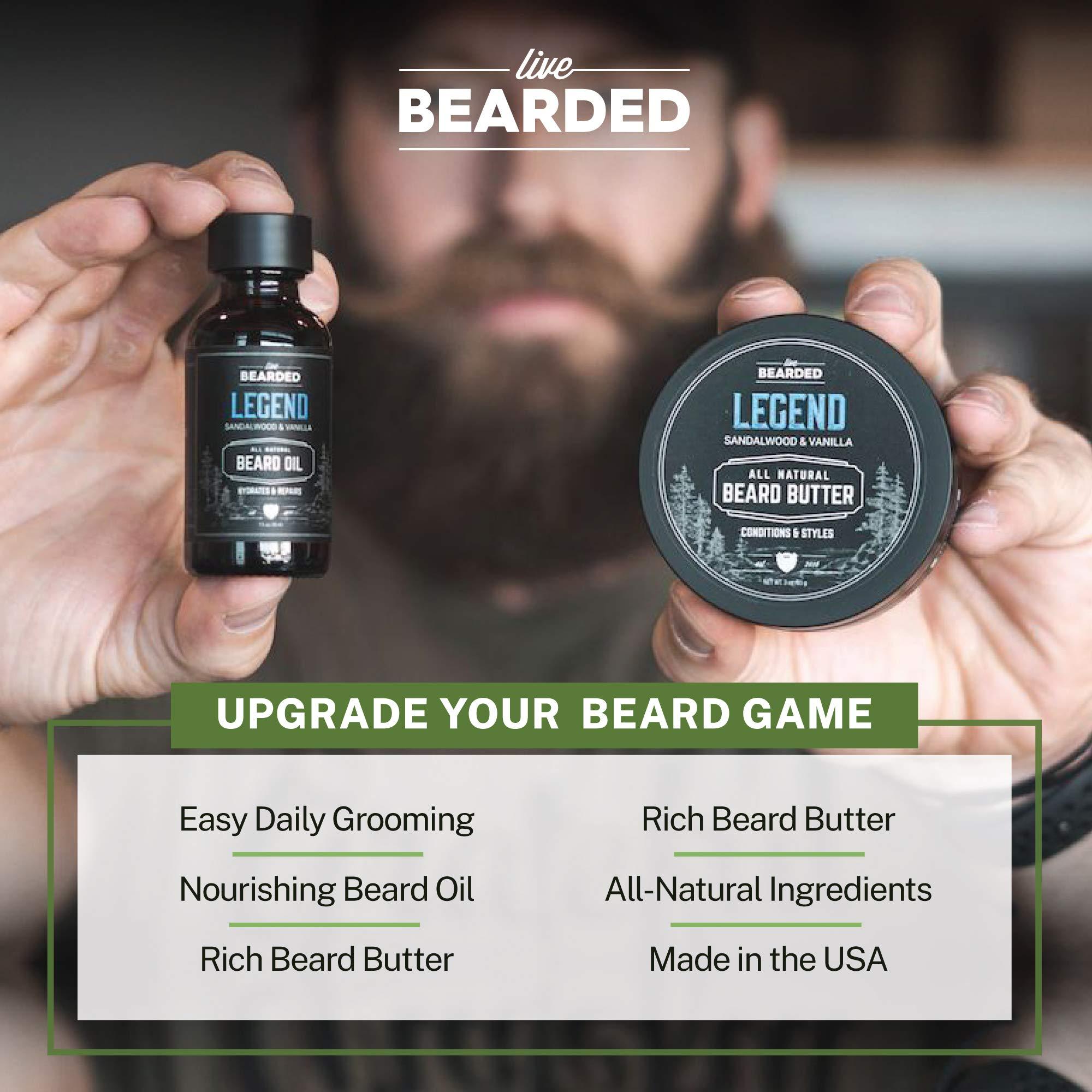 Live Bearded Live Bearded: Beard Oil and Beard Butter Grooming Kit - American - All-Natural Ingredients with Shea Butter, Argan Oil, Jojoba Oil and More - Beard Growth Support - Made in The USA