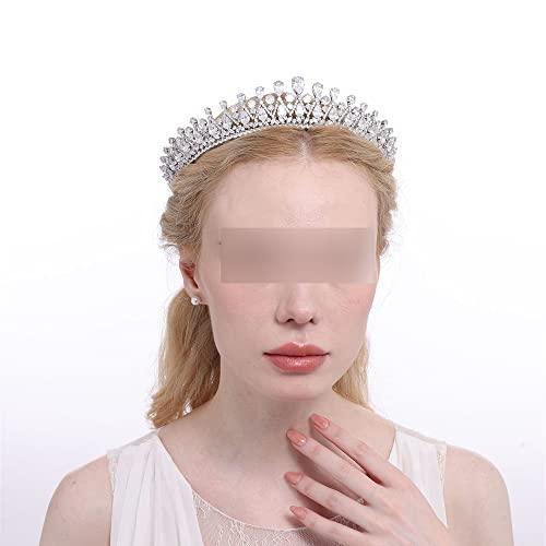 Lllunimon Lllunimon Full Cubic Zirconia Crown for Women,Classic Elegant Bridal Zircon Crowns,Shinny Hair Accessories for Wedding,Pageant, Party
