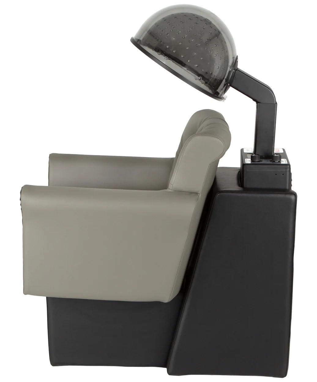 Buy-Rite Salon & Spa Equipment Buy-Rite Chelsea Professional Hair Dryer Chair Combo, Commercial Salon Dryer with 980 Watt Hood, Extra Wide Tufted Chair, Brass Nailhead Trim, NIN-9902DC&HL-1500-GRY (Gray)