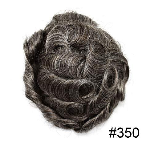 Generic Toupee For Men Hair System Mens Toupee Human Hair Swiss Lace Hair Piece Mens Hair Replacement System Injected PU Skin With Breathable Holes Covered With A Layer Of Lace On Top For Men Hair Unit Black Grey 8\'\'*10\'\' (8\'\'*10\'\', #350 3# DARK BROW