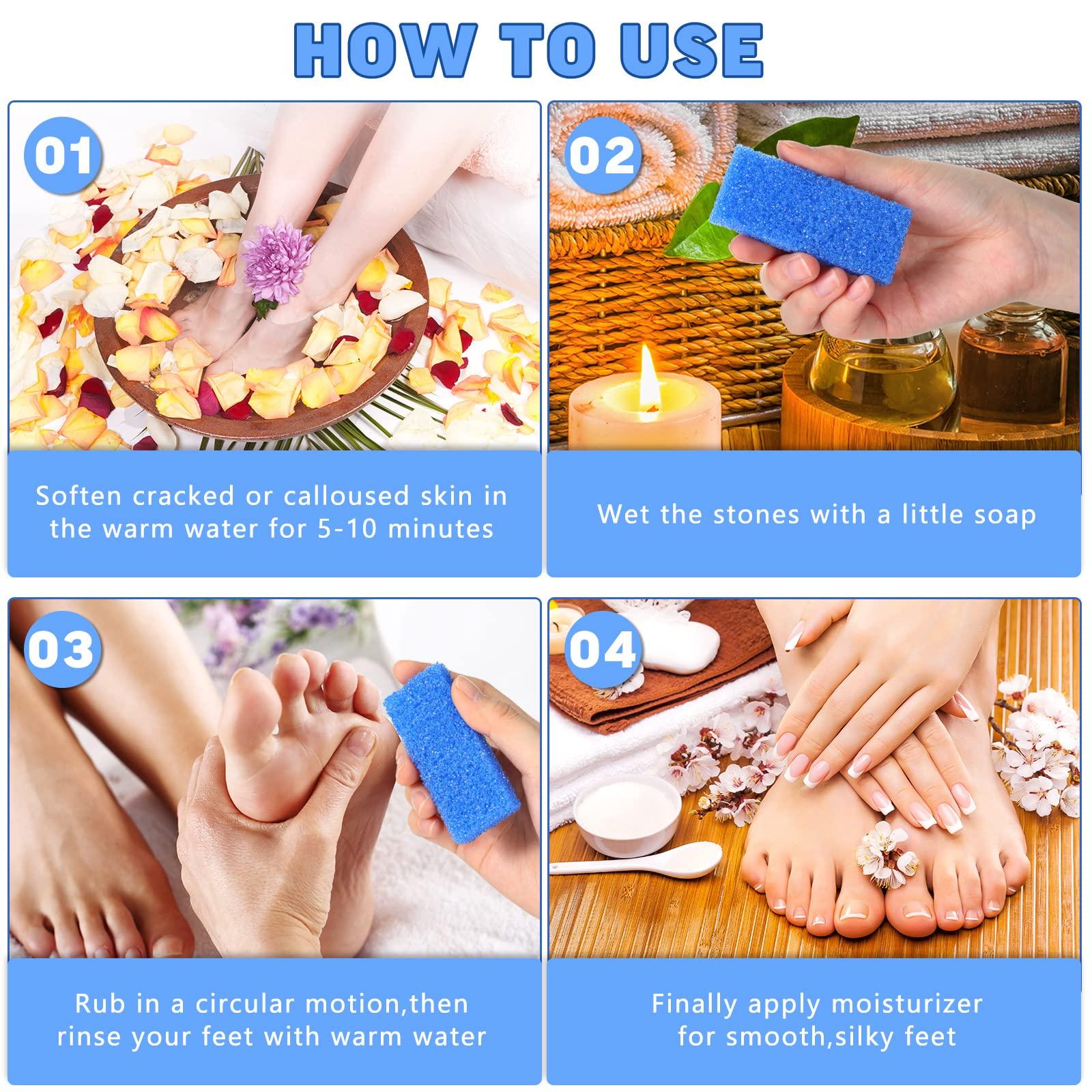 Therwen Therwen 400 Pcs Disposable Pumice Stone for Feet Blue Foot Scrubber Dead Skin Callus Remover for Salon Spa Home