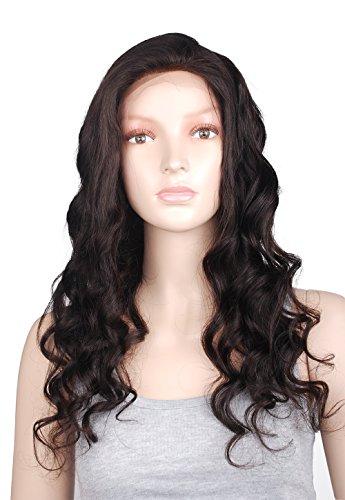 Mike & Mary Mike & Mary® Indian Remy Hair Lace Front Wigs Body Wave for Black Women with Baby Hair (26inch, #2 Darkest Brown)