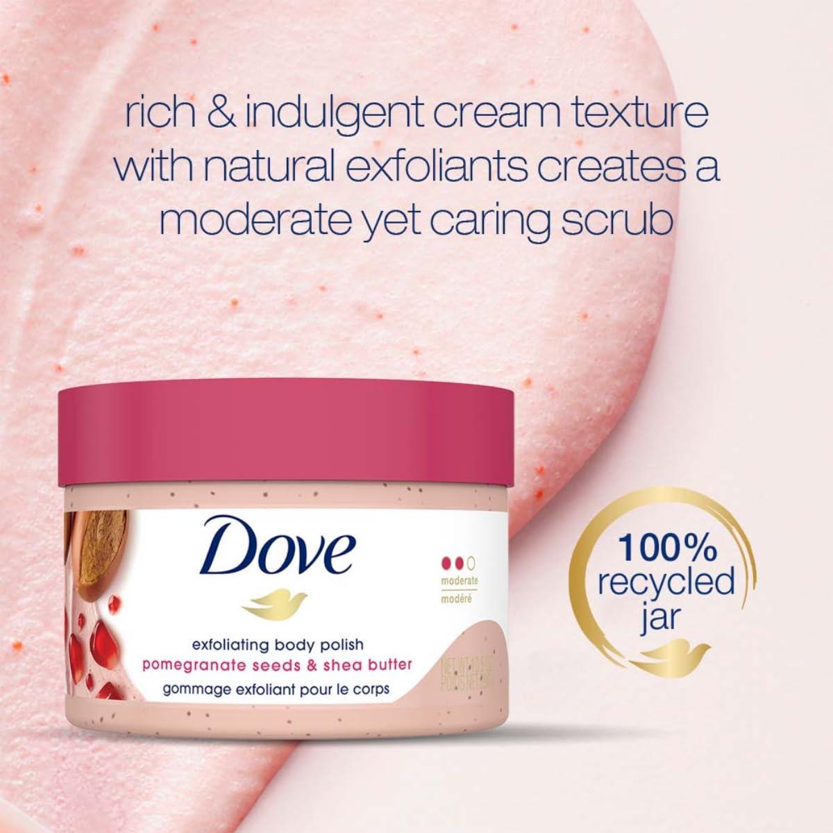 Dove Dove Scrub Pomegranate & Shea Butter For Silky, Soft Skin Body Scrub Exfoliates and Provides Lasting Nourishment 10.5 oz