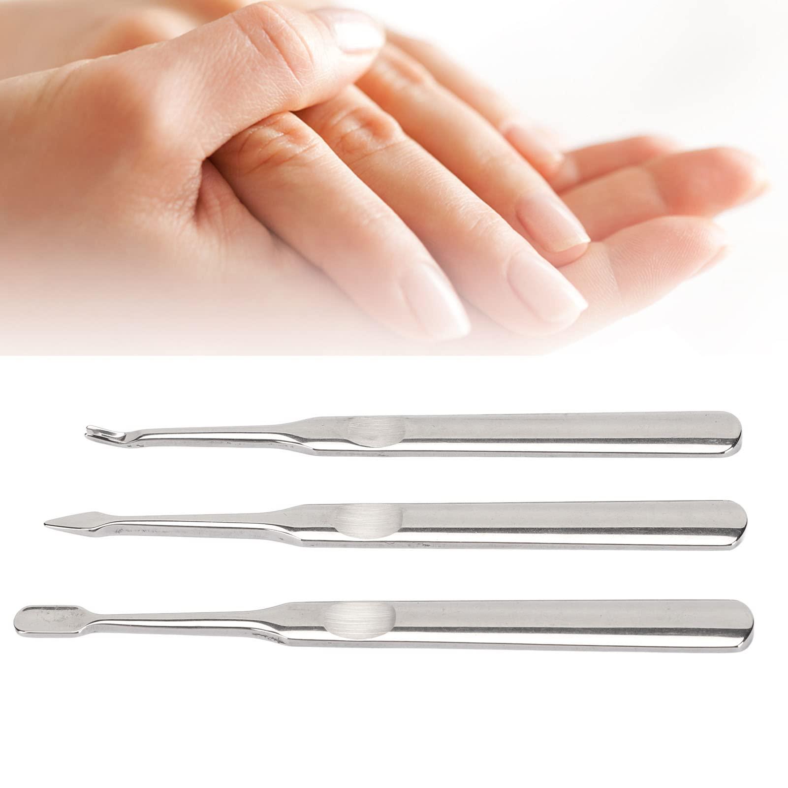 NSXAYIWE Cuticle Pusher, 3PCS Professional Stainless Steel Cuticle Remover, Cutical Pusher Set, Nail Pusher Tool Compatiable for Ngernails and Toenails