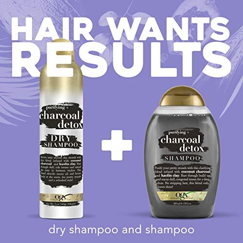 OGX OGX Purifying + Charcoal Detox Dry Shampoo Spray with Activated Charcoal & Kaolin Clay for Fresh Full Hair, Dry Shampoo to Absorb Excess Oil & Revive Dull Second-Day Hair, 5 Ounce