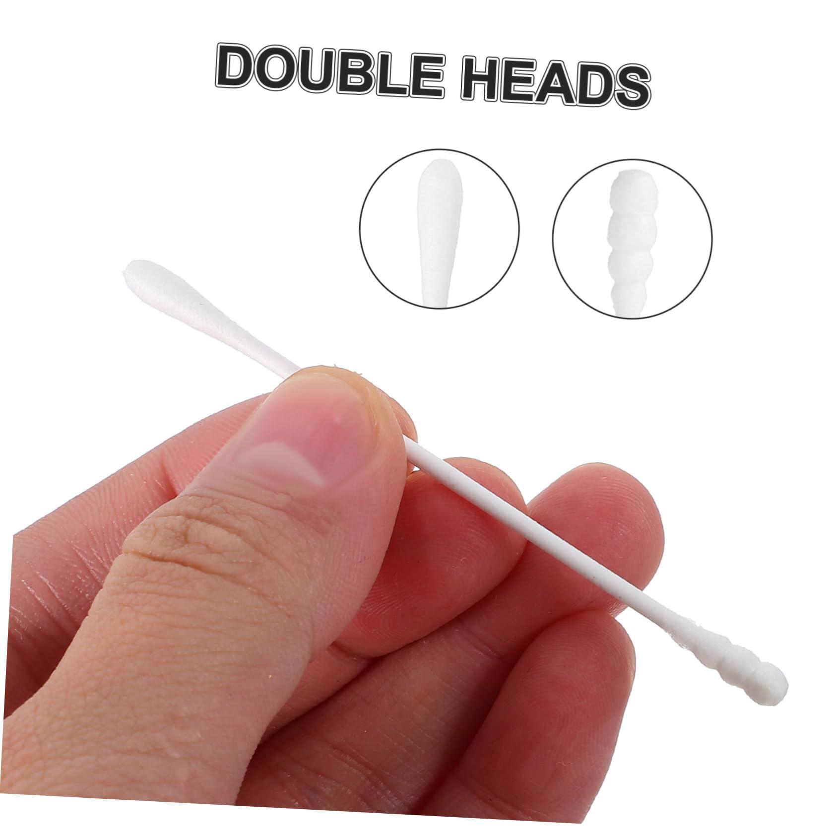 WOONEKY 200pcs Care Buds Swabs Cotton Swabs Earbuds Ear Buds Organic Cotton Pads Organic Cotton Balls Buds Swabs with 2 Different Heads Makeup Tool Swab White WOONEKY