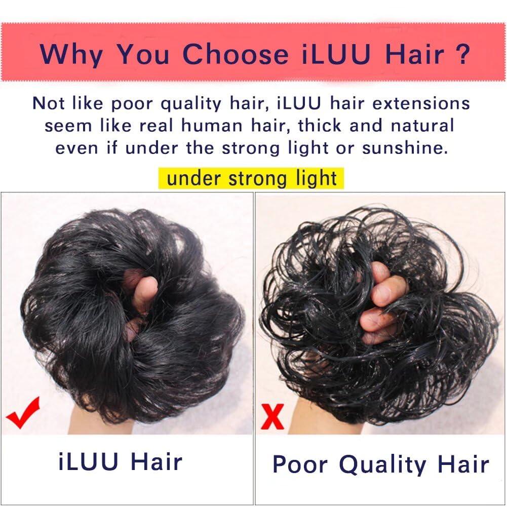 iLUU iLUU 2pcs/pack Orange Red Hair Bun Extensions Wavy Curly Messy Synthetic Chignon Hairpiece Easy Bun Hair Pieces for Women Hair Updos for Women Girl - #119B Orange Red Copper Red