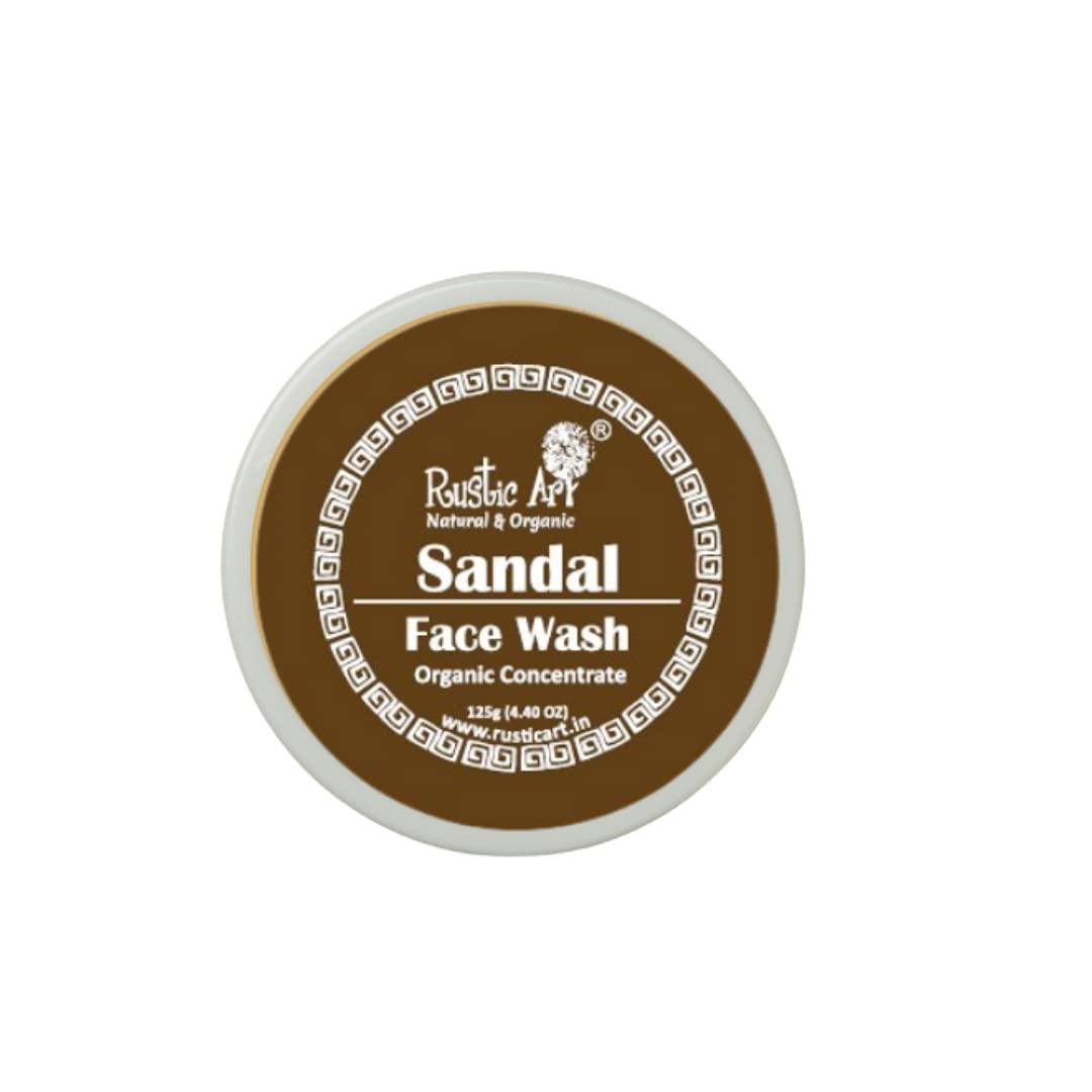 Rustic Art Rustic Art Sandal Face Wash Concentrate | Daily Essentials | Turmeric & Mango Butter | All Skin Types | Sulphate & Paraben Free | Vegan & Cruelty Free | For Women & Men | 4.4 Oz