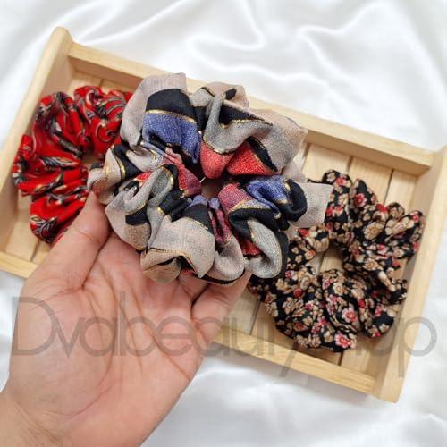 Dvabeautyshop Dvabeautyshop premium gift scrunchies for girl, women hairband, unique texture (Belle), 4 Count (Pack of 1)
