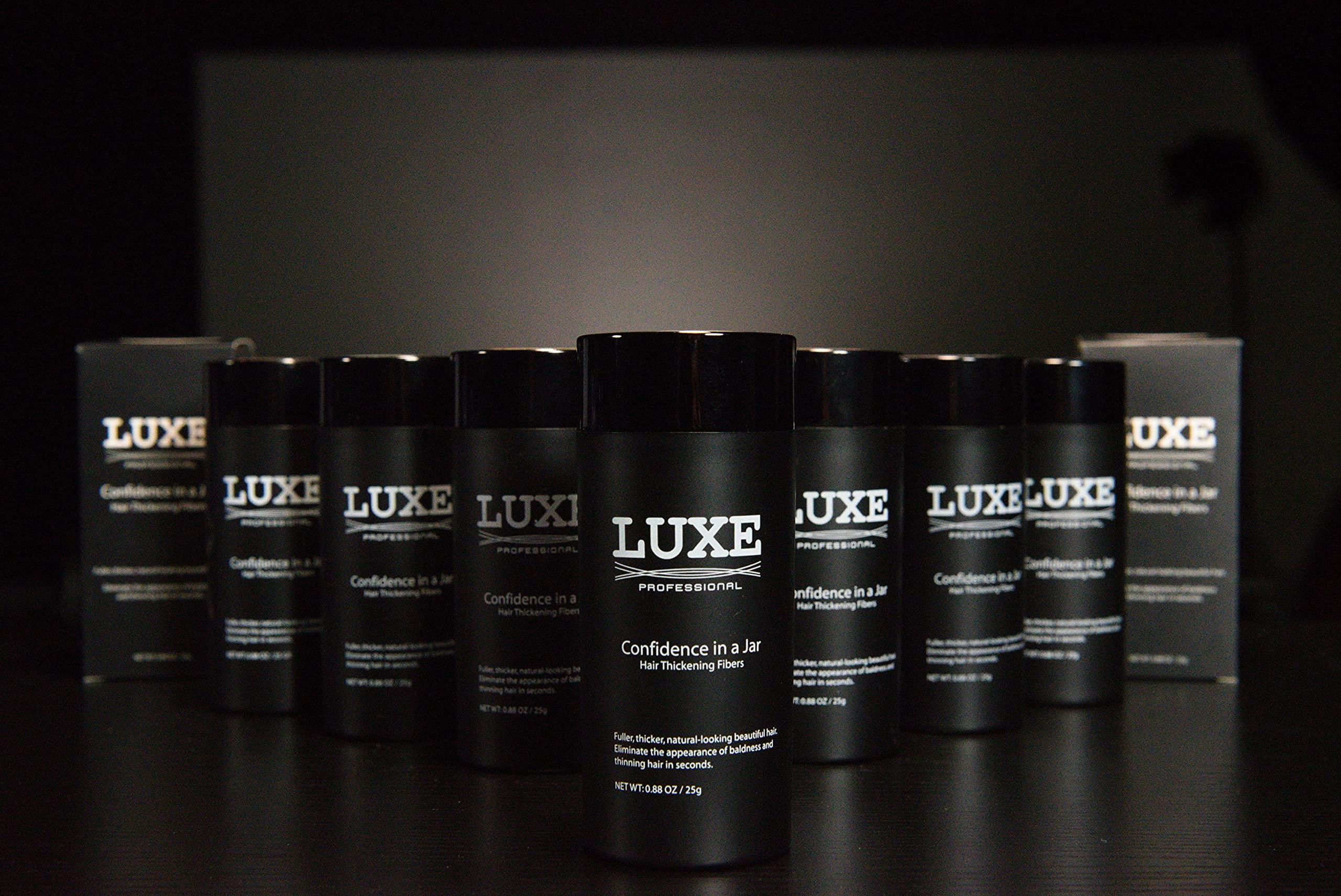 LUXE Professional LUXE Hair Thickening Fibers - CONFIDENCE IN A JAR – 2 Months+ Supply! – Hypoallergenic, Dermatologist Tested – Multiple Colors Available (Dark Brown)
