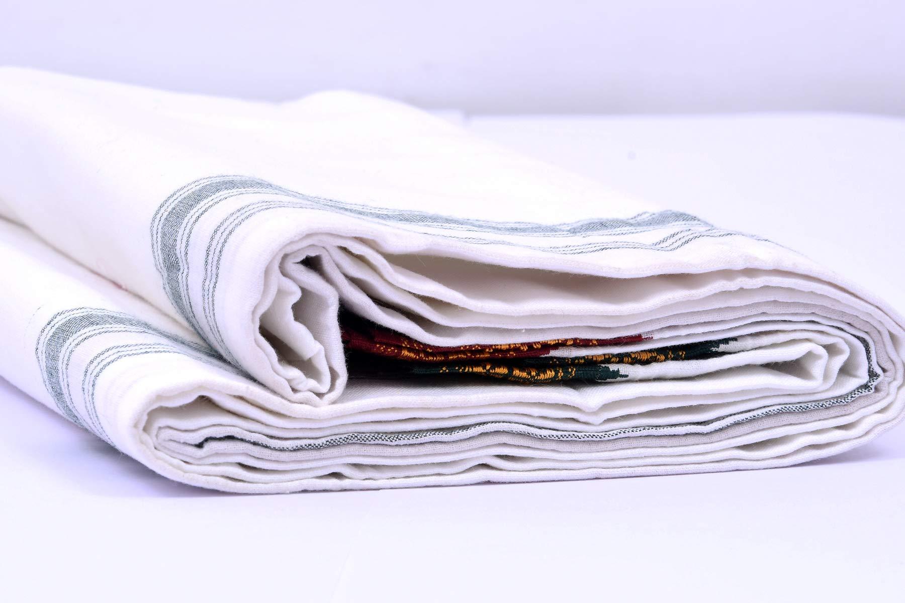 Generic Men\'s Cotton Handloom Lungi (White, 2 m) By Indian Collectible