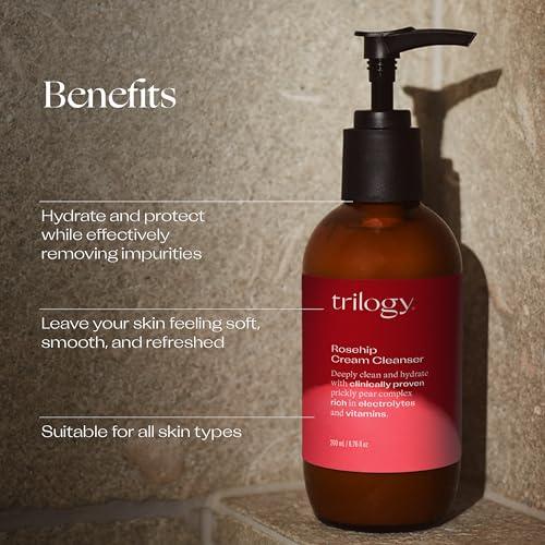 Trilogy Trilogy Rosehip Cream Cleanser, Hydrating Facial Cleanser with Prickly Pear Complex, 6.76 fl oz