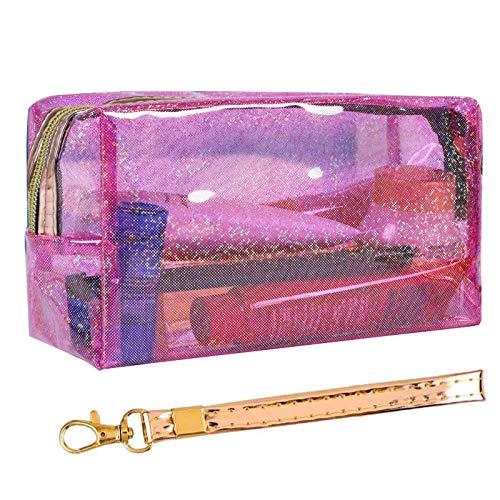 dealcase 3pcs Makeup Bags, Clear Cosmetic Bag for Women Travel, Portable Small Handy Waterproof PU Leather Travel Hanging Organizer Train Case Pencil Pen Multifunction Purse for Women Girls - B Set