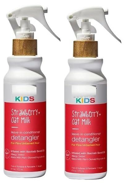 Raw Sugar Generic Kids Leave-in Conditioner Detangler, Strawberry and Oat Milk, Detangle Hair for Your Little One Without the Tears 6 fl oz/177ml (Pack of 2), White