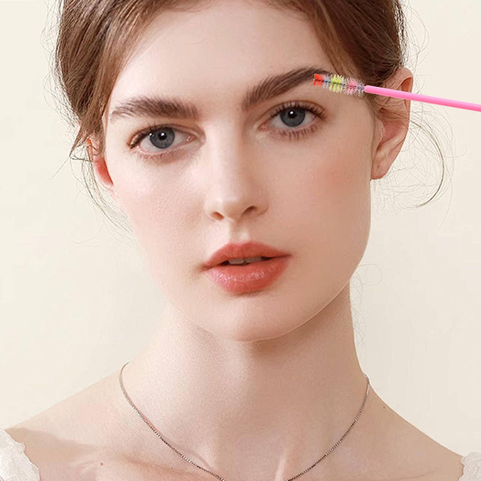 myaokue-up 100Pcs Disposable Mascara Wands Spoolie Brush Crystal Eyebrow Brushes Mascara Brush Eyelash Extension Applicator Makeup Kits(Pink)