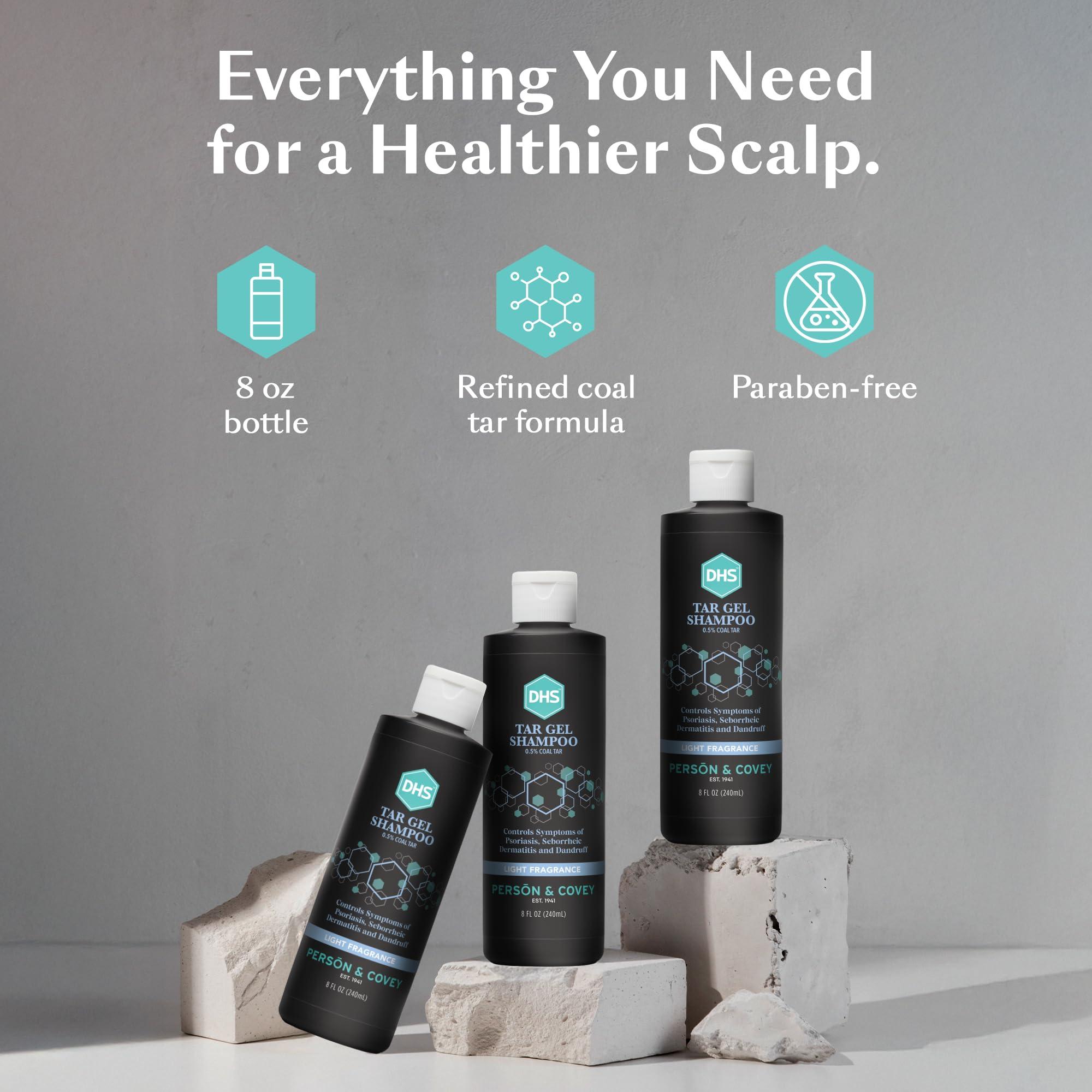 DHS DHS Person & Covey T Gel Shampoo - Anti Dandruff Shampoo, Mildly Scented Psoriasis Shampoo - 8 Fl. Oz. - Refined Coal Tar Gel Formula, Scalp Psoriasis Shampoo, Deep Cleansing Rich Lather