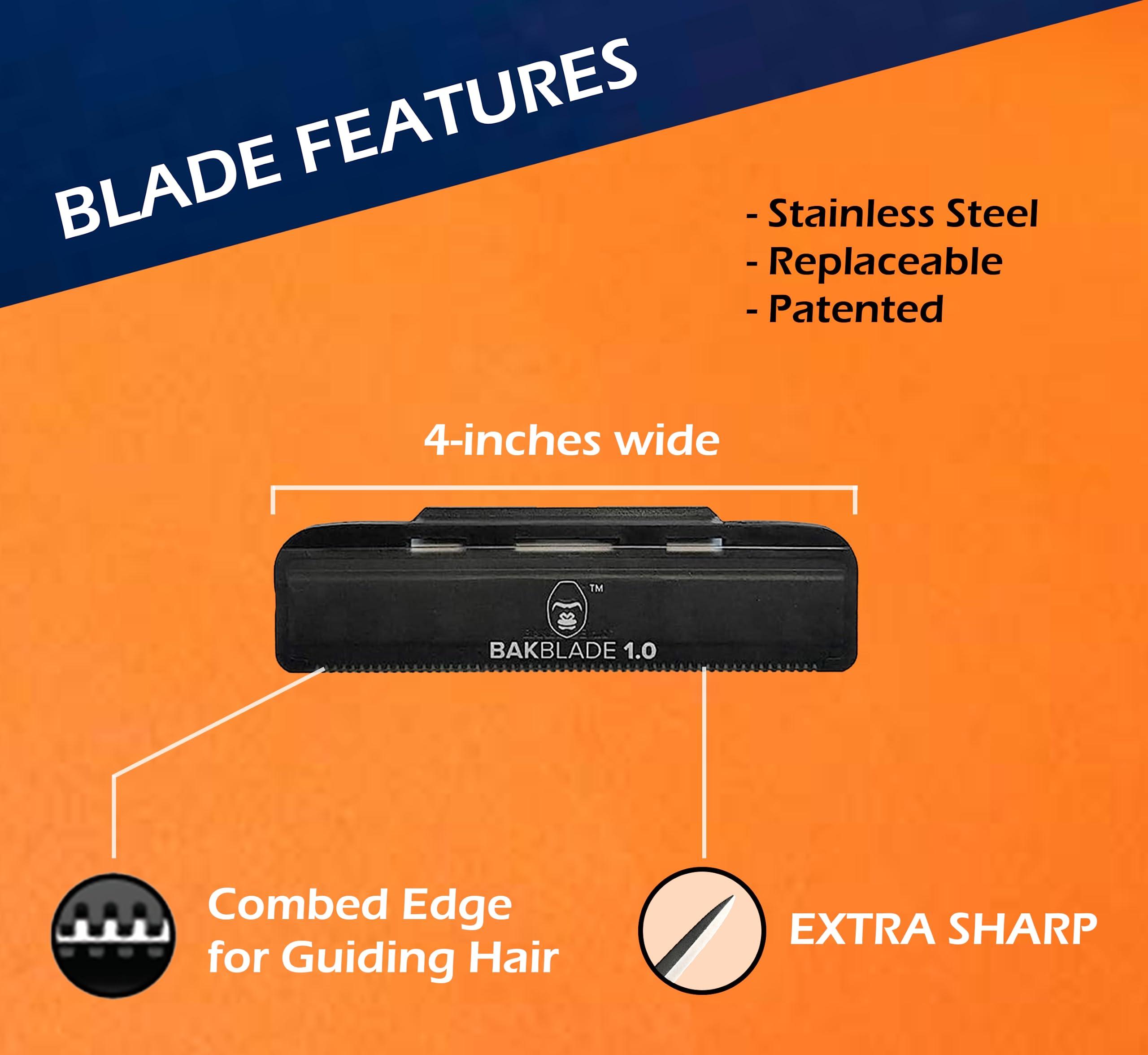 baKblade Bakblade 1.0 Back Shavers Men, Hair Removal Body Shaver (DIY) - Extra-Long Handle Trimmer, Wet Dry Shave