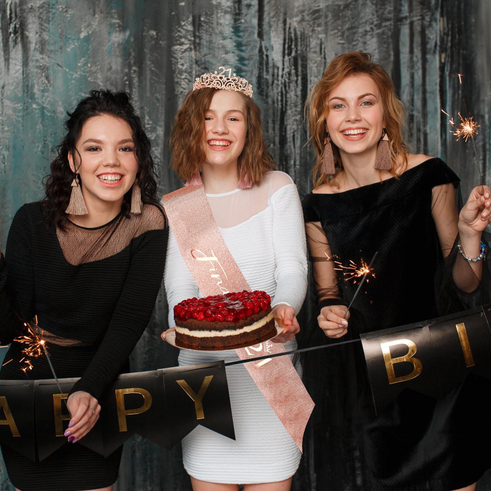 CIEHER CIEHER 21st Birthday Sash, Crown, and Pearl Pin - Decorations and Gifts for Her 21 Year Milestone