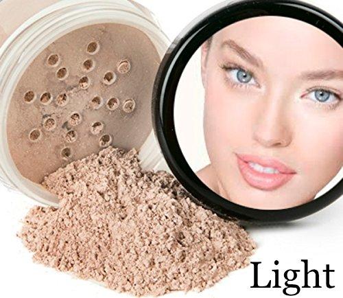Sweet Face Minerals FOUNDATION & CONCEALER COMBO w/BRUSHES (LIGHT FOUNDATION & LIGHT CONCEALER) Mineral Makeup Kit Full Size Set Matte Bare Face Sheer Powder Cover