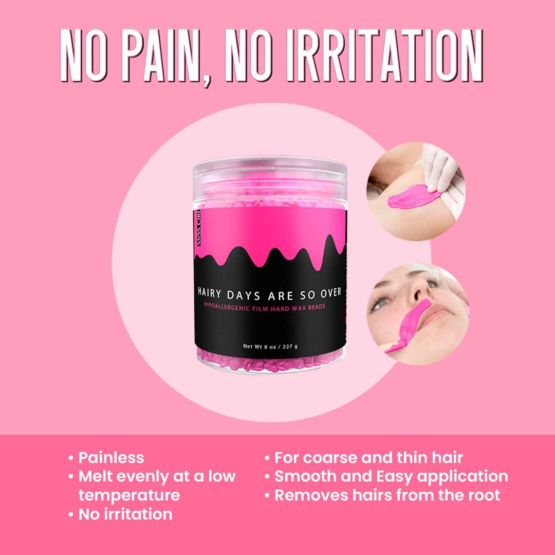 Miss Cire Miss Cire Hot Pink Hypoallergenic Hard Wax Beads - Painless Hair Removal Peel-Off Wax - No Strips Needed - Low melting Point - For Face and Body - Hairy Days Are So Over - For Sensitive Skin - 8oz