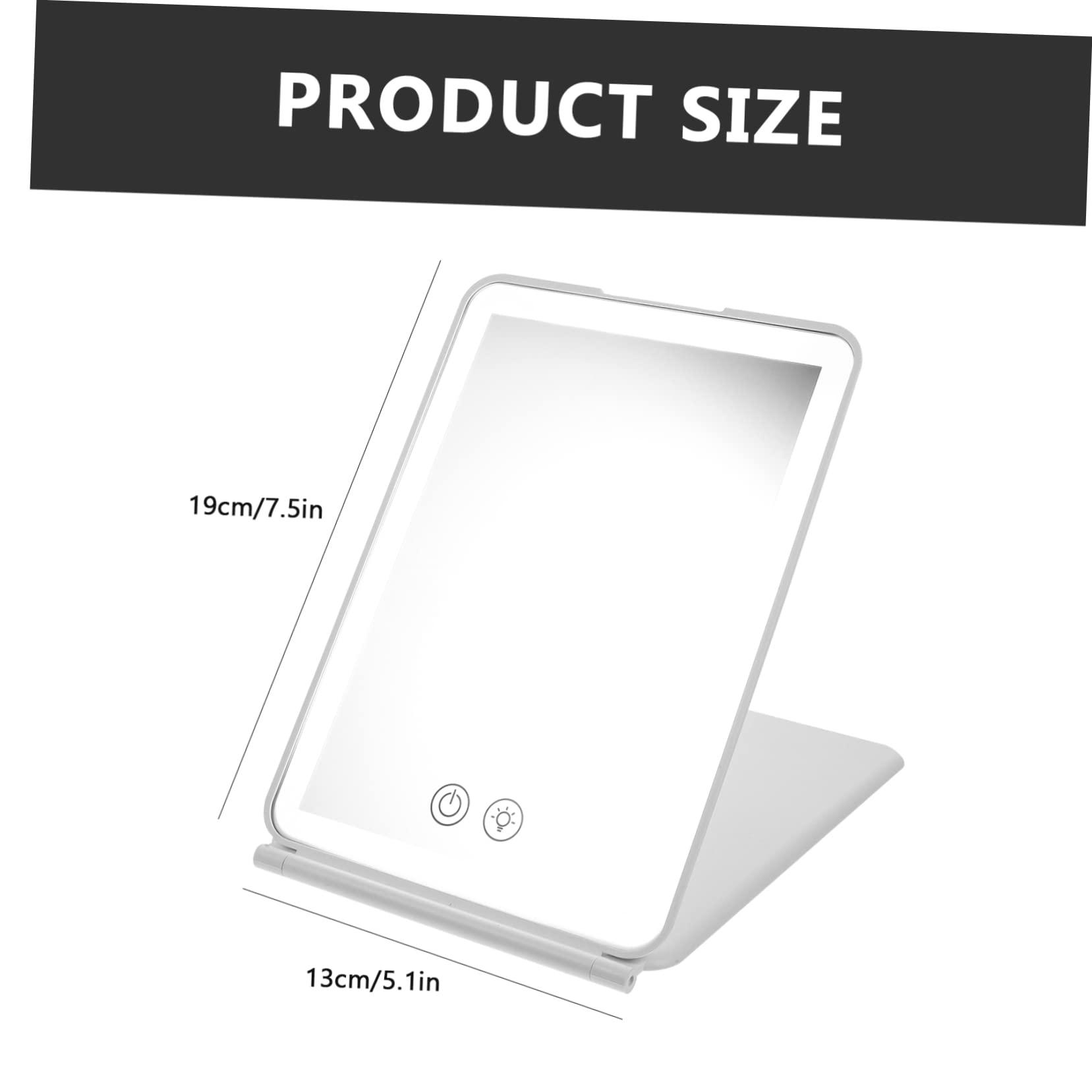 PAMINGONO PAMINGONO Simple Makeup Mirror Chic Table Mirror White LED Lights for Girls Desk Top Easy to Carry