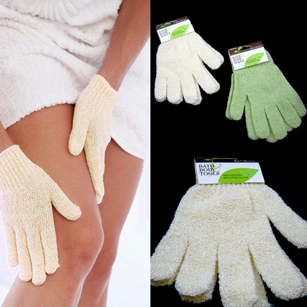 AllTopBargains 2 Pairs Heavy Exfoliating Gloves Body Scrubber Bath Shower Scrub Exfoliator Exfoliate Sponge Loofah Washcloth Mitt for Men Women Dead Skin Remover Mit Wash Skin Spa Bath Gloves Massage Loofah