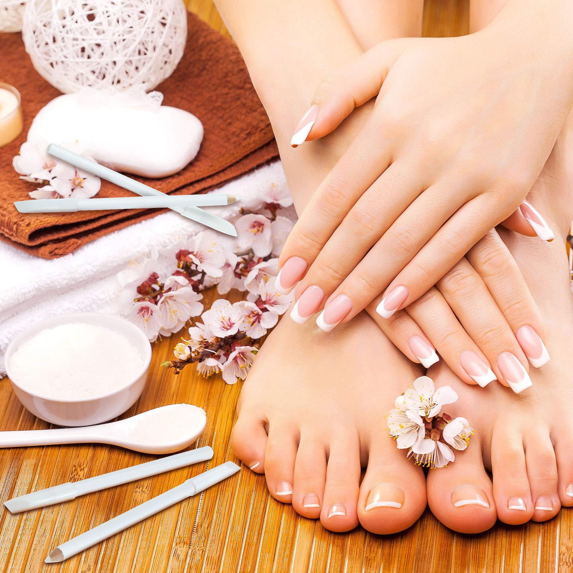 Maitys Maitys 1 Piece Nail Whitening Pencil 2-in-1 White Nail Pencil DIY Nail Design Manicure with Cuticle Pusher