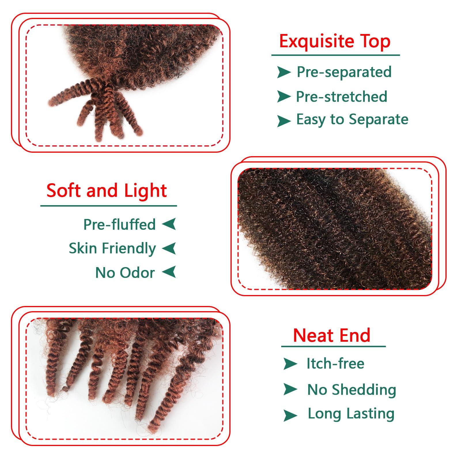 Kaidene T350 Kinky Twist Hair 24 Inch Springy Afro Twist Hair Synthetic twisting hair for Black Women Ombre Kinky Curly Braiding Hair for Faux Locs Pre Fluffed Spring Twist Hair for Butterfly Locs