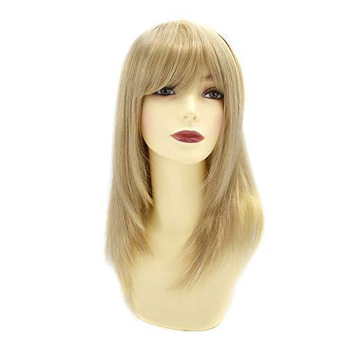LHC Hand-Tied Mono Top Wig Brown Blonde Straight Synthetic Hair Monofilament Wigs (#P613)