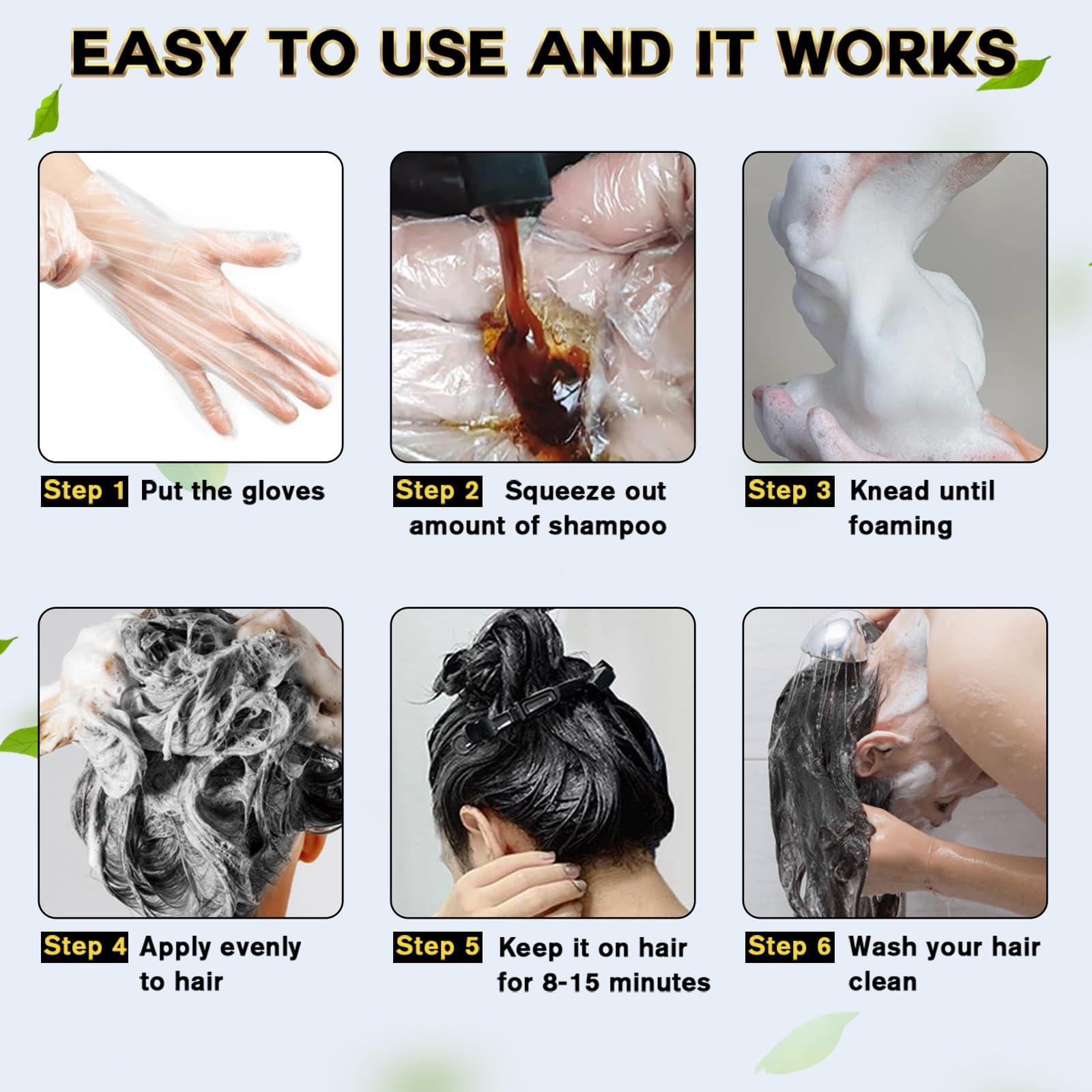 IIIMEIDU Hair Dye Shampoo 3 in 1 for Gray Hair, Herbal Ingredients Shampoo Burgundy Hair Dye for Women Men, Grey Coverage Shampoo 500ml