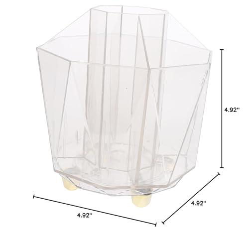 MUCKLILY MUCKLILY Rotating Makeup Brush Holder Elegant Transparent Multi Functional Organizer with 5 Compartments for Desk Vanity and Office Use Makeup Brush Organizer and