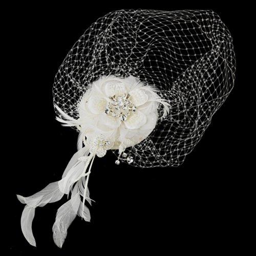 zynya Women's Bridal Hat and Bird Cage Wedding Veil - IVORY