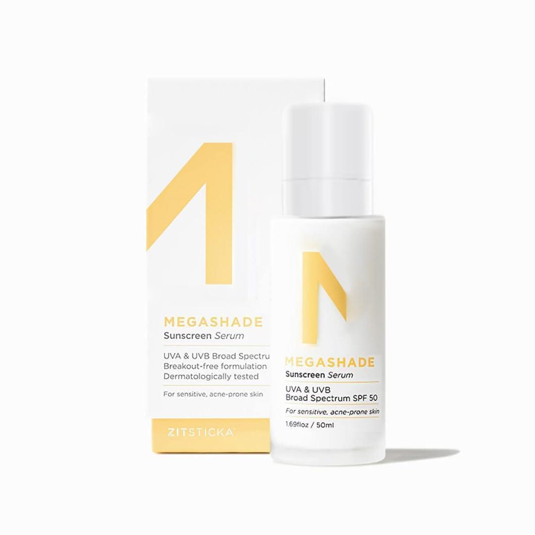 ZitSticka ZitSticka MEGASHADE Sunscreen Serum for Face w/SPF 50-50ml UVA/UVB Protection - Ideal Skin Care for Breakout Prone & Sensitive Skin - Lightweight & Dermatologist Tested