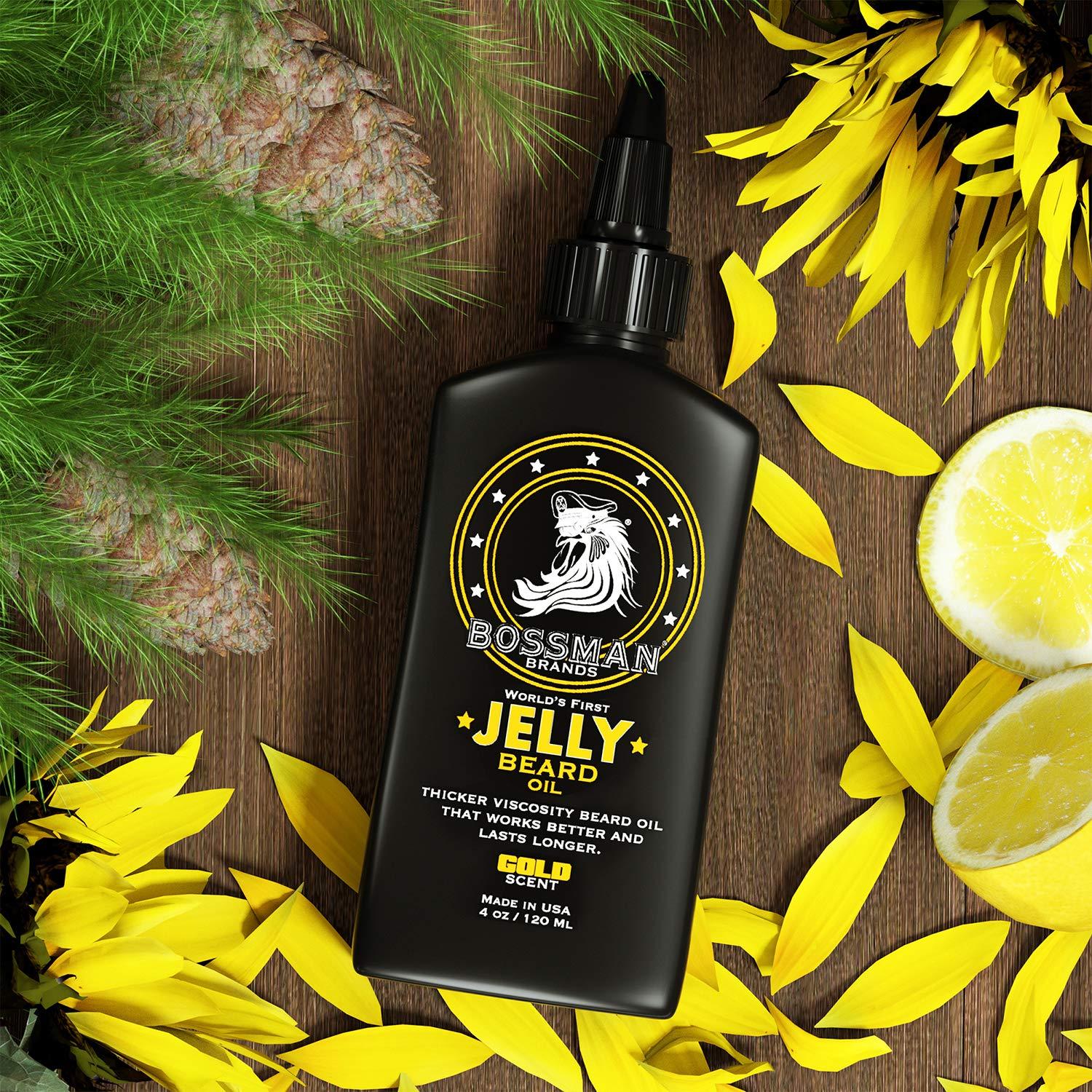 Bossman Bossman Beard Oil Jelly (4oz) - Beard Growth Softener, Moisturizer Lotion Gel with Natural Ingredients - Beard Growing Product (Gold Scent)