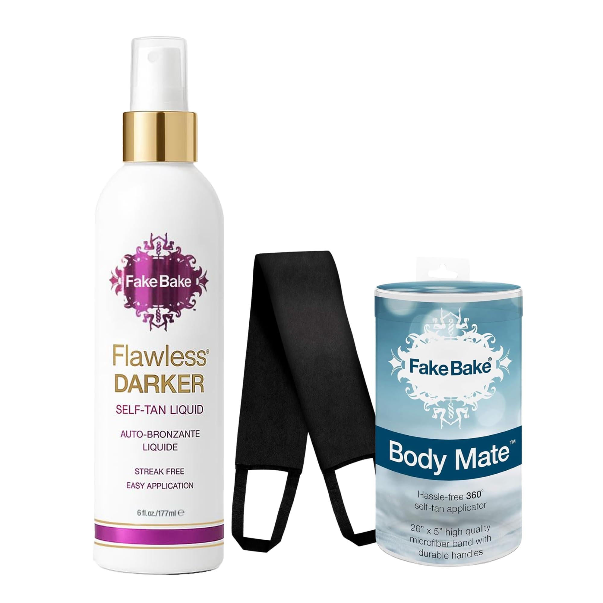 Fake Bake Fake Bake Flawless Darker Self-Tanning Liquid Spray, 6 oz with Body Mate Self-Tanning Applicator