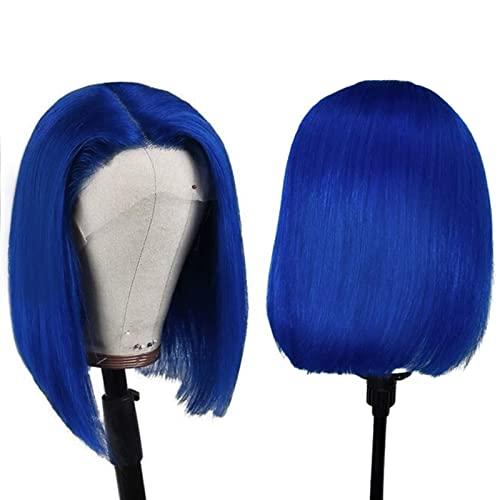 Lovigs Lovigs Blue Lace Front Wigs Human Hair Natural Hairline Short Bob Wigs 13x4 Transparent Lace Blue Wigs for Women Blue Bob Wig Human Hair (10 Inch)