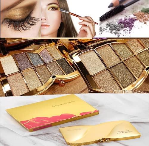 Impeccablery Glitter Eyeshadow Palette Makeup Set,10 Colors Shimmer Eyeshadow Palette Gold Eyeshadow Highly Pigmented Long Lasting Waterproof Sweatproof Professional Nude Eyeshadow Palette Make Up Palettes for Women Warm Natural Neutral Smokey Eye Eyeshadow Palet
