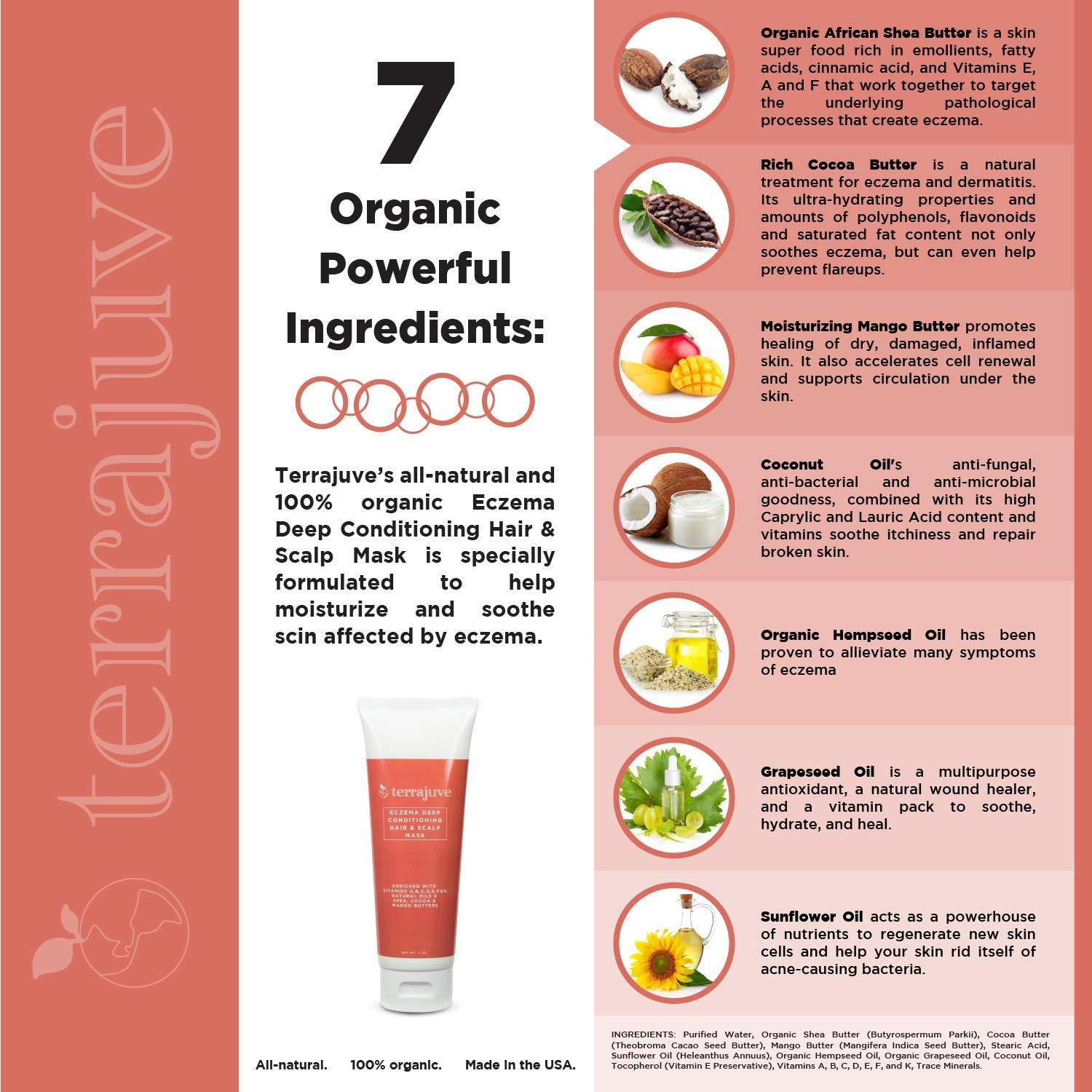 Terrajuve Terrajuve Psoriasis Hair and Scalp Mask Conditioner, Natural Moisturizer, Soothing Lotion for Dry, Itchy, Red, Scaly, Flaky Skin, Safe for Babies, Lasting Relief, Pure, Organic, Made in USA