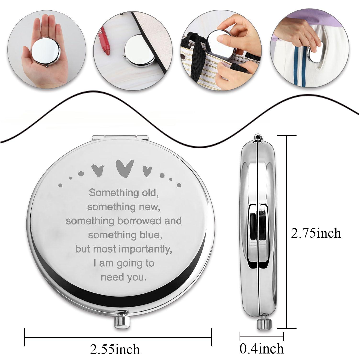 PLITI PLITI Bridesmaid Compact Mirror Maid of Honor Proposal Gift Matron of Honor Wedding Gift Bridal Shower Pocket Mirror (Something Need You CM)