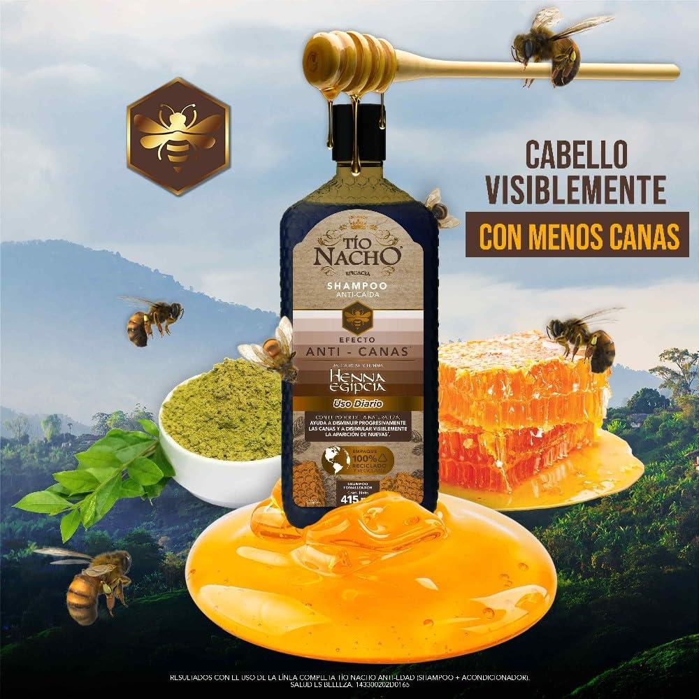 Tio Nacho Tio Nacho To Nacho Efecto Anti-Canas, Shampoo Anti-Cada con Henna Egipcia