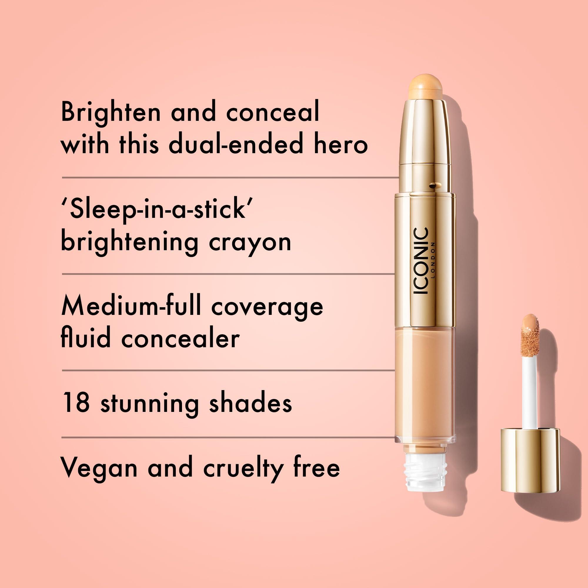 ICONIC LONDON ICONIC LONDON Radiant Concealer & Brightening Duo | Creamy Liquid + Brightening Crayon Dual Ended Concealer, Cruelty Free, Vegan Makeup (Neutral Light) 0.08 oz