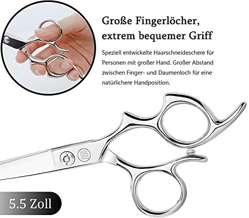Moontay Moontay 5.5" Hair Cutting Shears with Large Finger Holes, Professional Barber Stylist Scissors, Salon Hair Cutting Scissors, 440C Japanese Stainless Steel, Silver