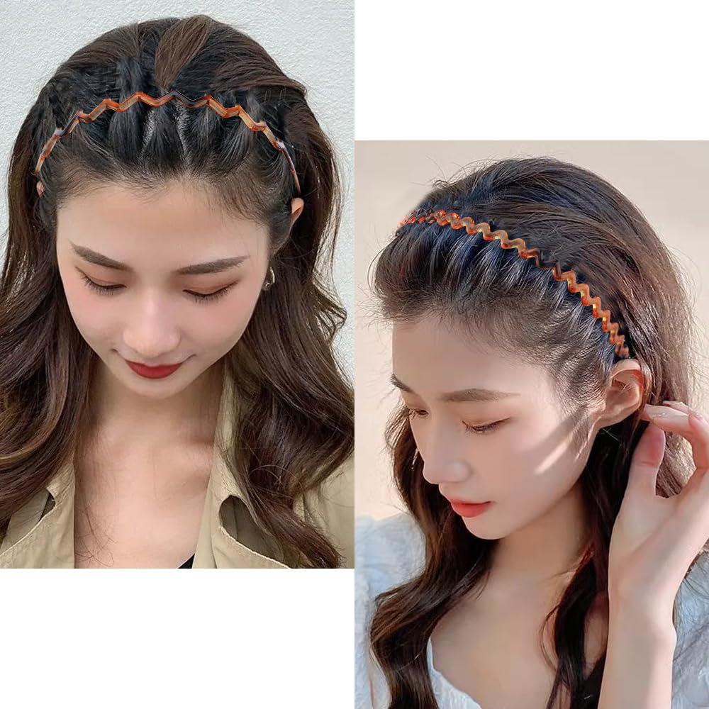 AHONEY AHONEY 7 Pack Brown Headbands for Women Mens Plastic Headbands with Teeth Non Slip Hairbands for Women\'s Hair Accessories Comb Headband Diademas Para Mujer (Amber)