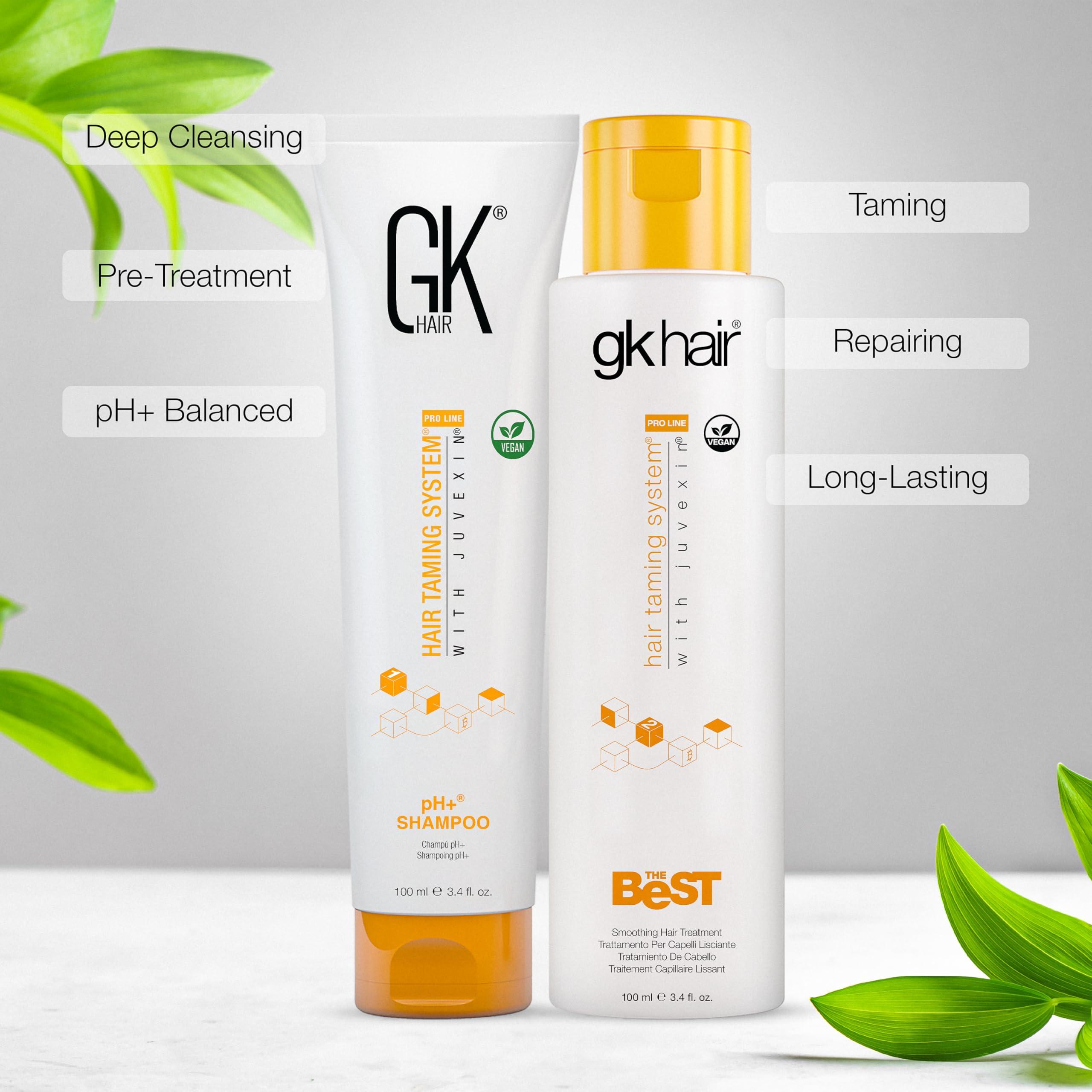 GK HAIR GK HAIR Global Keratin Professional Brazilian Keratin Hair Treatment Kit (100ml/3.4 Fl. Oz.) With PH shampoo- The Best Smoothing & Strengthening to make Hair Healthy - Formaldehyde free, Sulfate-free
