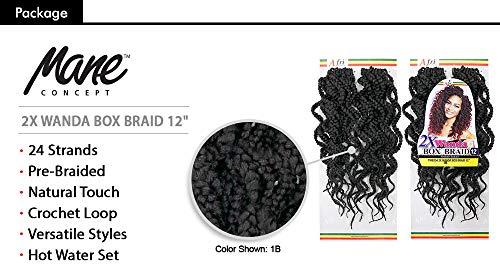 Mane Concept MULTI PACK DEALS! Mane Concept Synthetic Hair Crochet Braids 2X Wanda Box Braid 12" (3-PACK, T1B30)