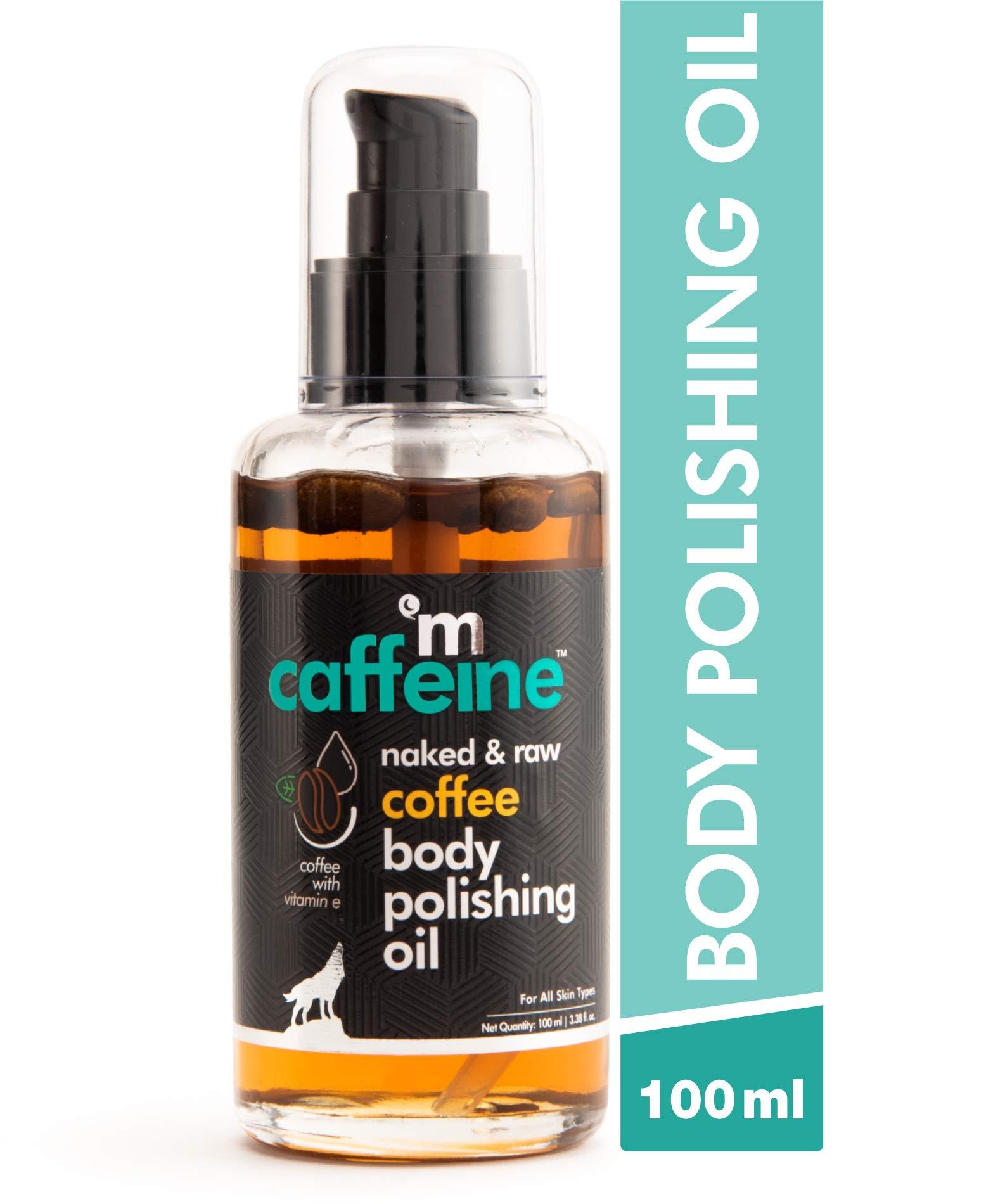 mCaffeine mCaffeine Coffee Body Polishing Oil (100ml) for Reducing Stretch Marks and Cellulite | With Olive Oil and Vitamin E for a Soft and Moisturized Skin | Natural and Vegan Oil for Daily-Use