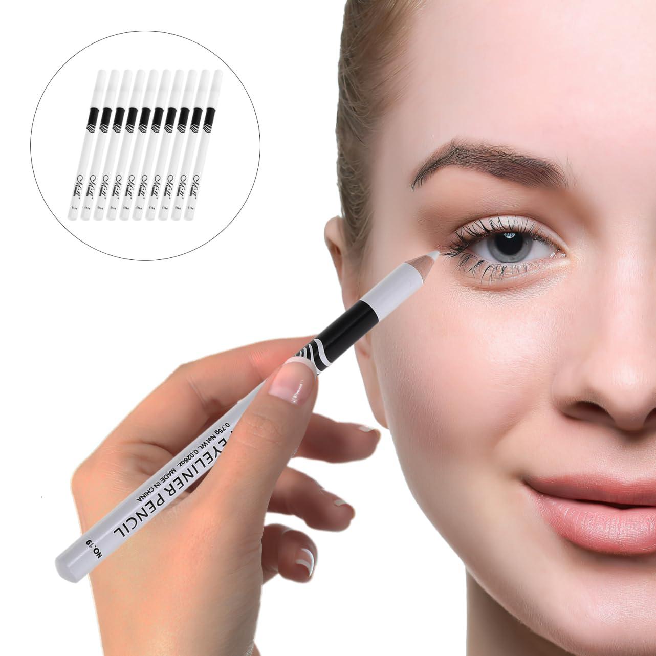 MAGICLULU MAGICLULU 20pcs White Eyeshadow Eyeliner Highlighter Eye Liner Pen White Lying Silkworm Pencil Professional Make up Pencil for Woman Makeup