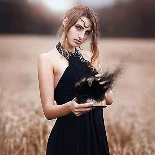 Bomine Bomine Boho Crescent Moon Head Chain Vintage Crystal Headpieces Hair Acessories for Women and Girls (Bronze Black Crystal)