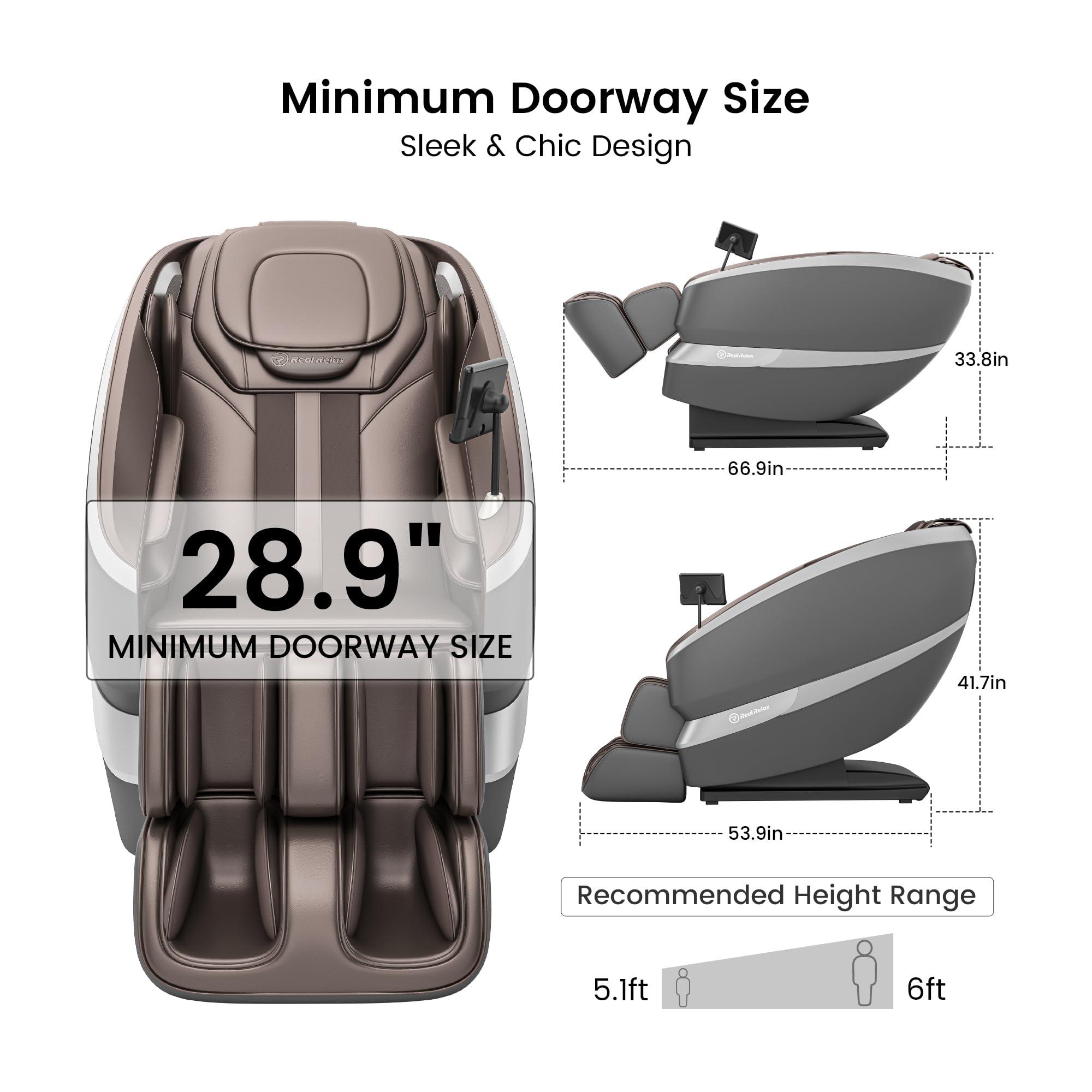 Real Relax Real Relax Massage Chair Full Body of Dual-core S Track, 12 Auto Modes, Back and Calves Heating, Zero Gravity Massage Recliner Chair, FS01 Brown